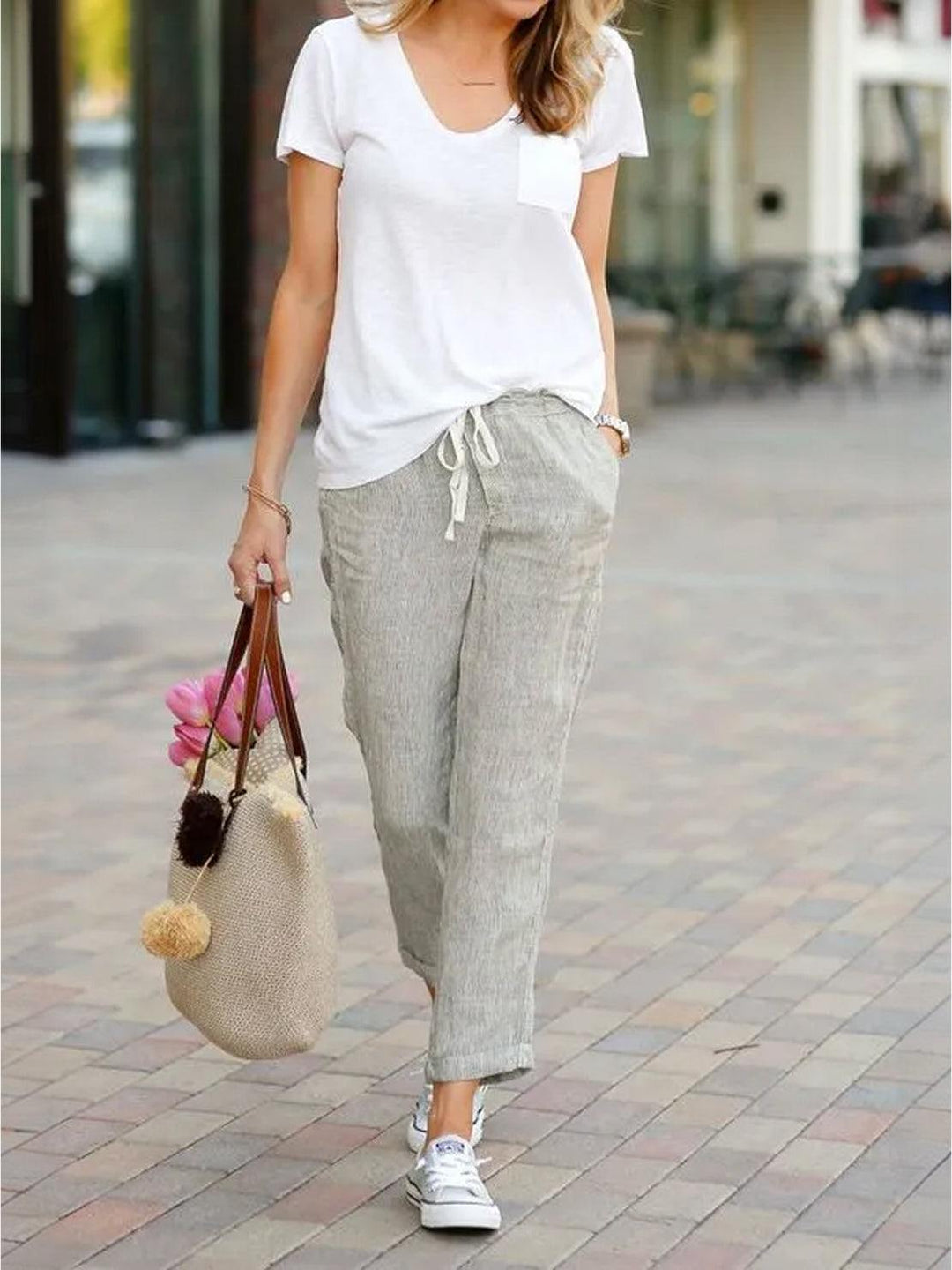 Kimberly | Women's Casual Drawstring Straight-Leg Casual Pants Luvy Boutique