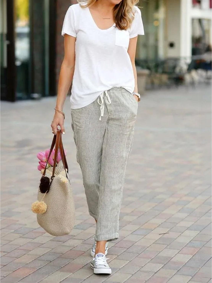 Kimberly | Women's Casual Drawstring Straight-Leg Casual Pants Luvy Boutique