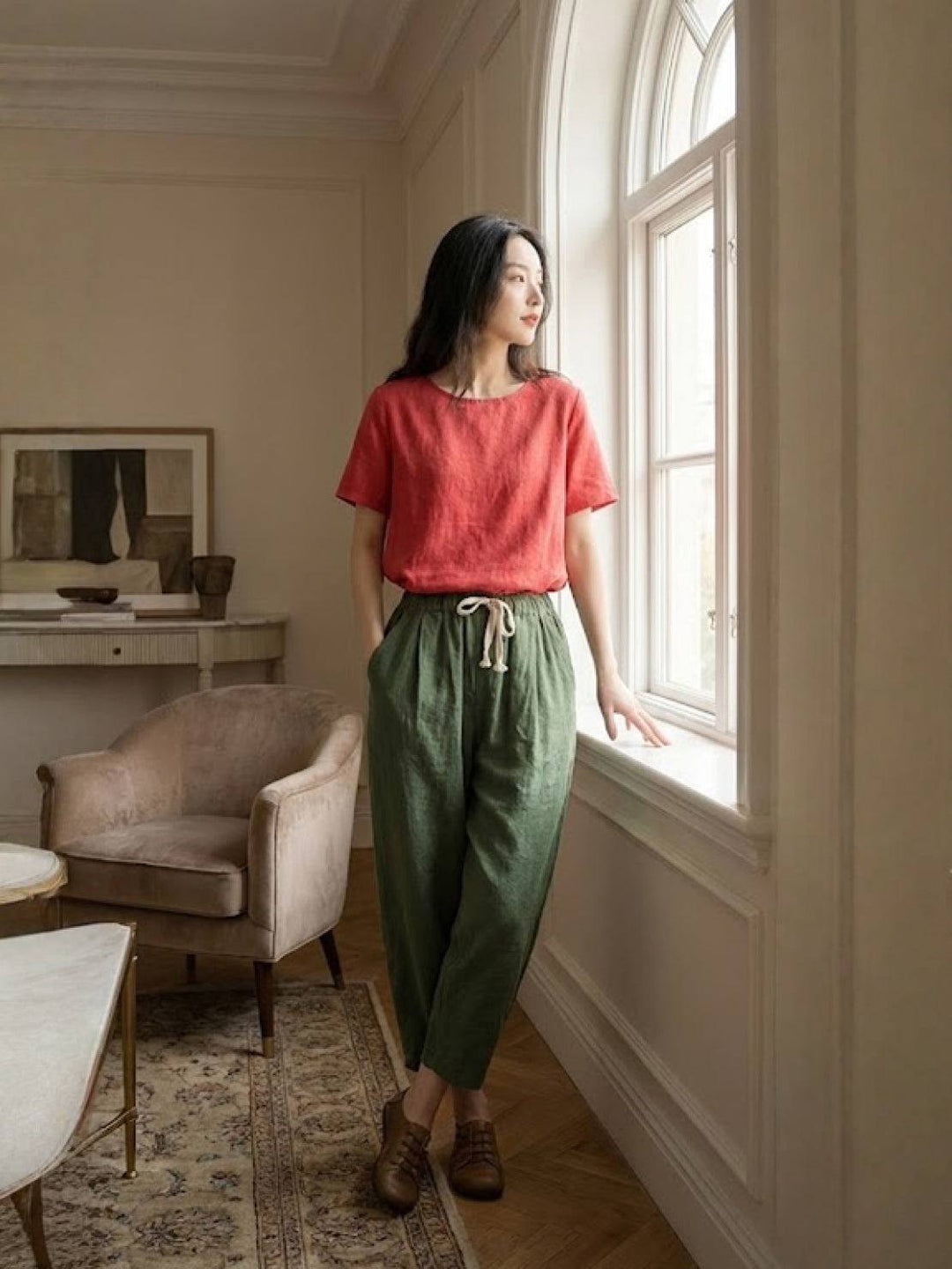Kimberly | Women's Casual Drawstring Straight-Leg Casual Pants Luvy Boutique