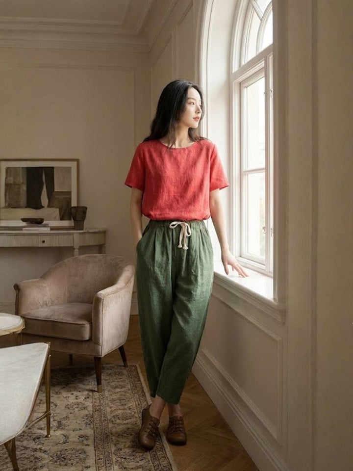 Kimberly | Women's Casual Drawstring Straight-Leg Casual Pants Luvy Boutique