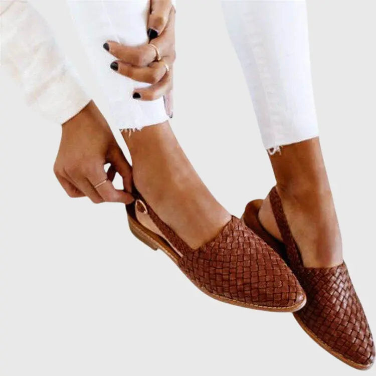 Gabriella | Women Woven Pointed Toe Flat Sandals Luvy Boutique