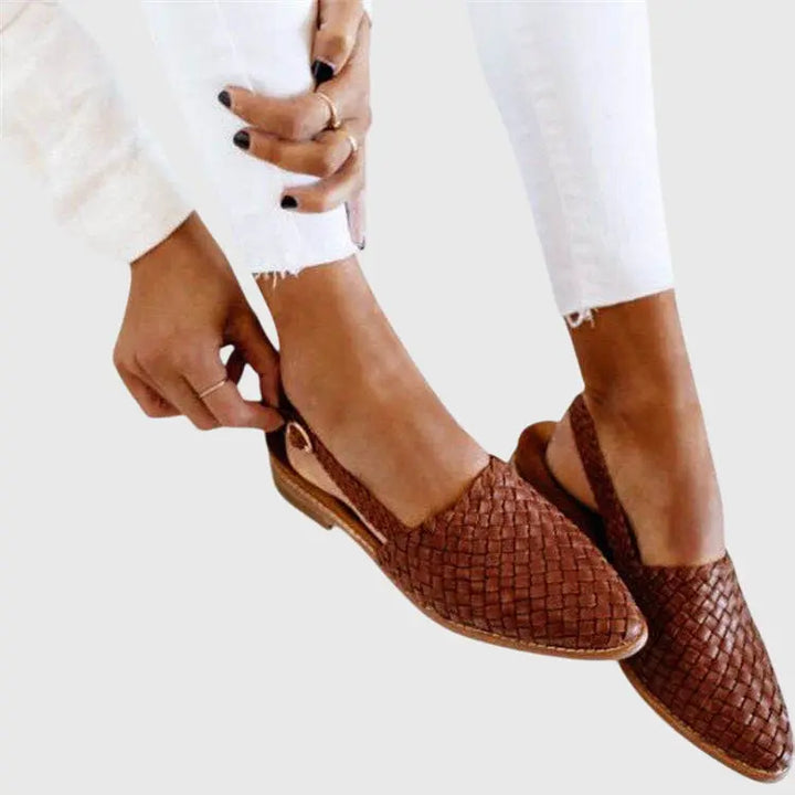 Gabriella | Women Woven Pointed Toe Flat Sandals Luvy Boutique