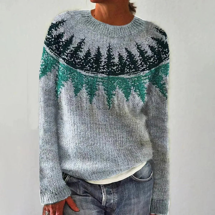Fiona | Women’s Patterned Crewneck Sweater Luvy Boutique