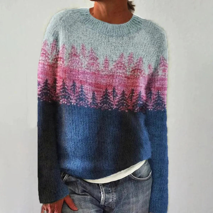 Fiona | Women’s Patterned Crewneck Sweater Luvy Boutique
