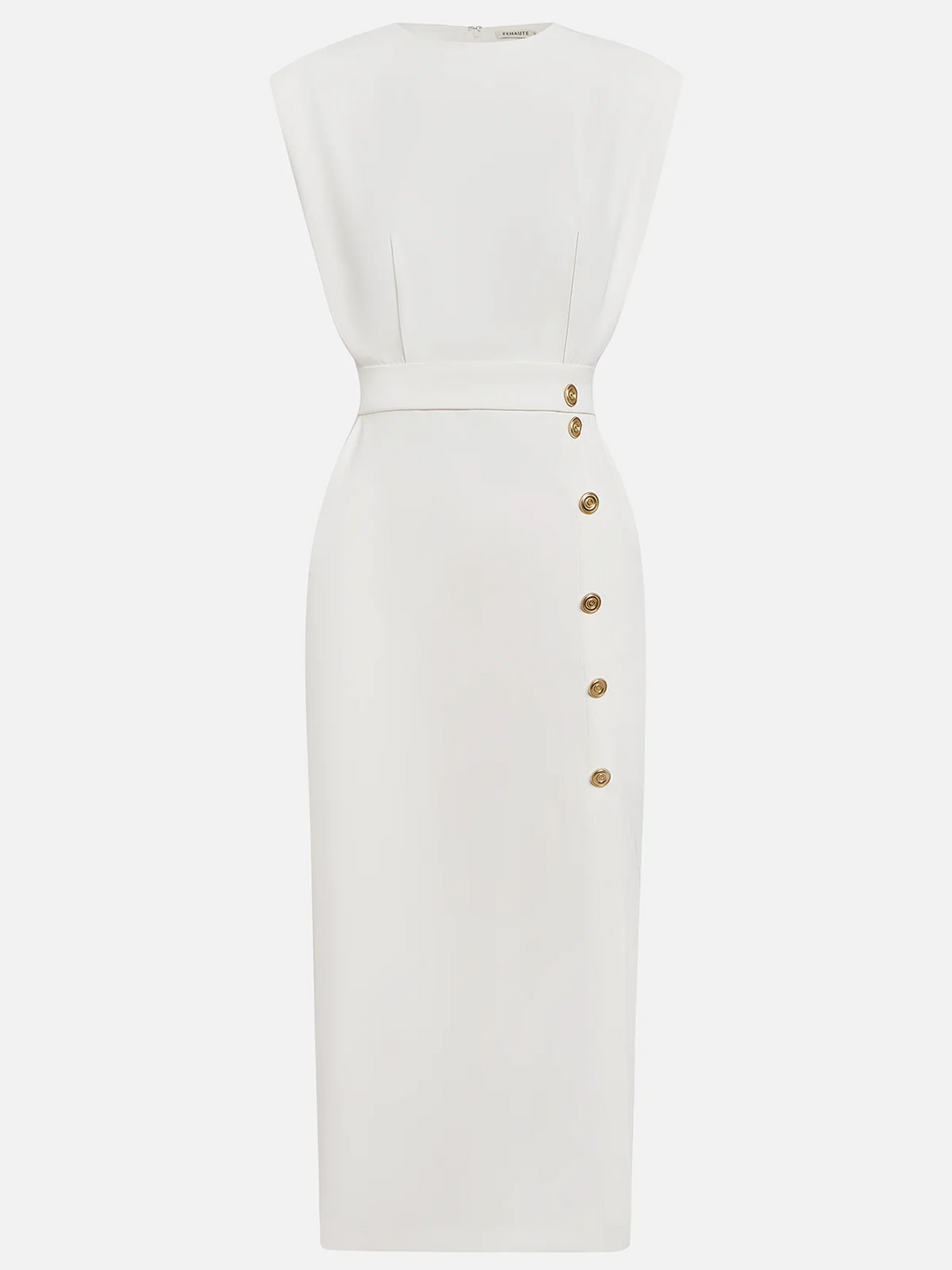 Caroline | Women’s Elegant Button Detail Midi Dress Luvy Boutique