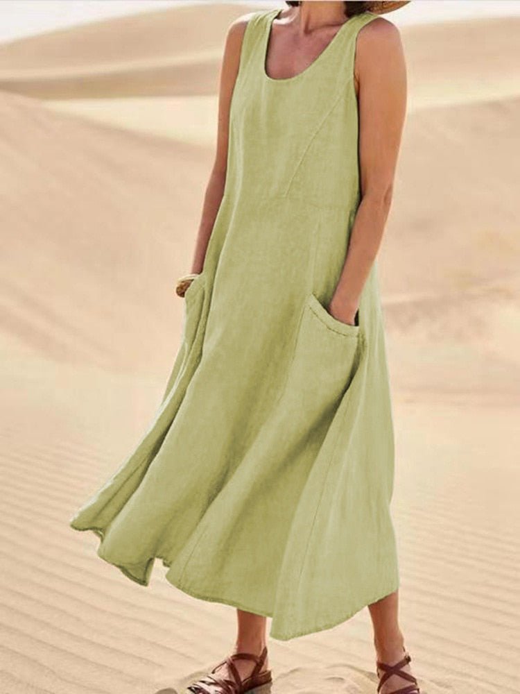 Jenny | Women's Sleeveless Pocket Maxi Casual Dress Luvy Boutique
