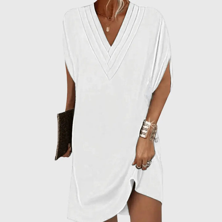 Jenna | Women’s Elegant Tummy-Hiding V-Neck Relaxed Fit Dress Luvy Boutique