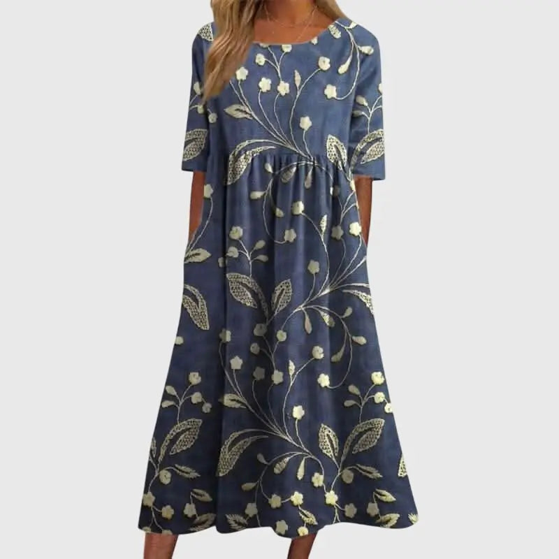 Alyssa | Women’s Floral Print Relaxed Midi Dress Luvy Boutique