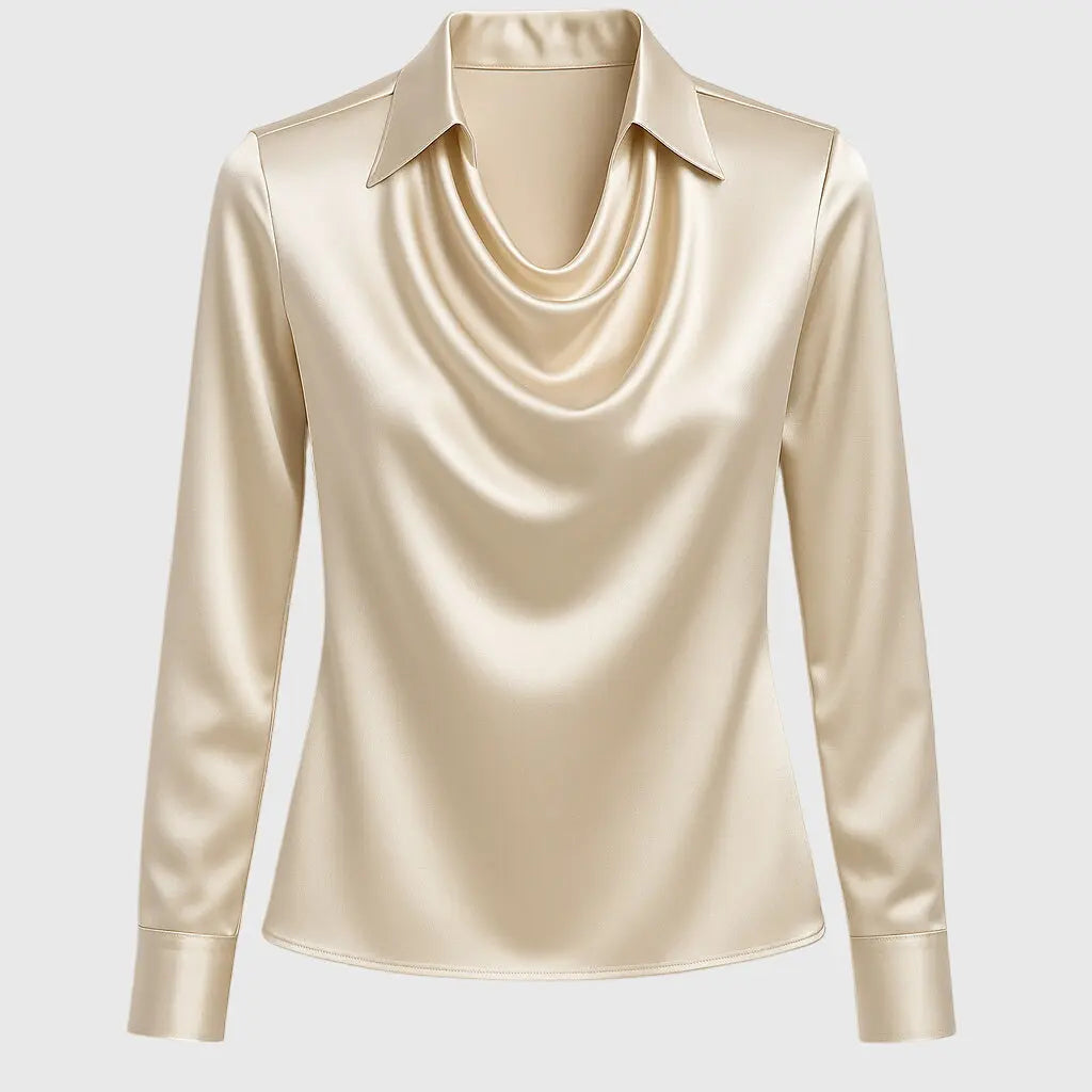 Chloe | Women’s Long Sleeve Draped Collar Blouse Luvy Boutique