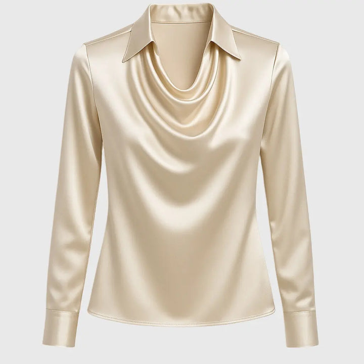 Chloe | Women’s Long Sleeve Draped Collar Blouse Luvy Boutique