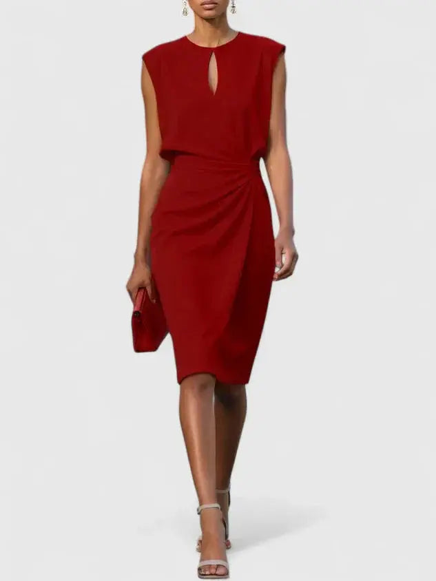 Alice | Womens Sleeveless Ruched Midi Dress Luvy Boutique