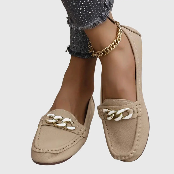 Clara | Womens Chain Detail Slip On Loafers Luvy Boutique
