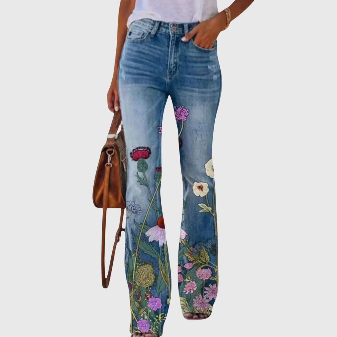 Emily | Womens Floral Printed Skinny Jeans Luvy Boutique