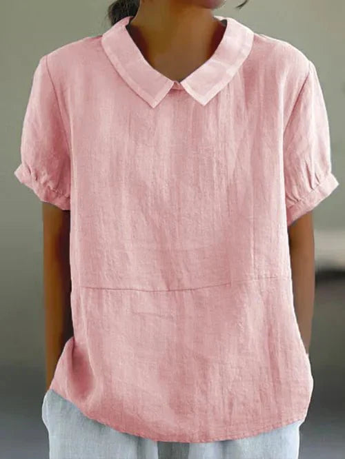 Emma | Women’s Linen Peter Pan Collar Blouse Luvy Boutique