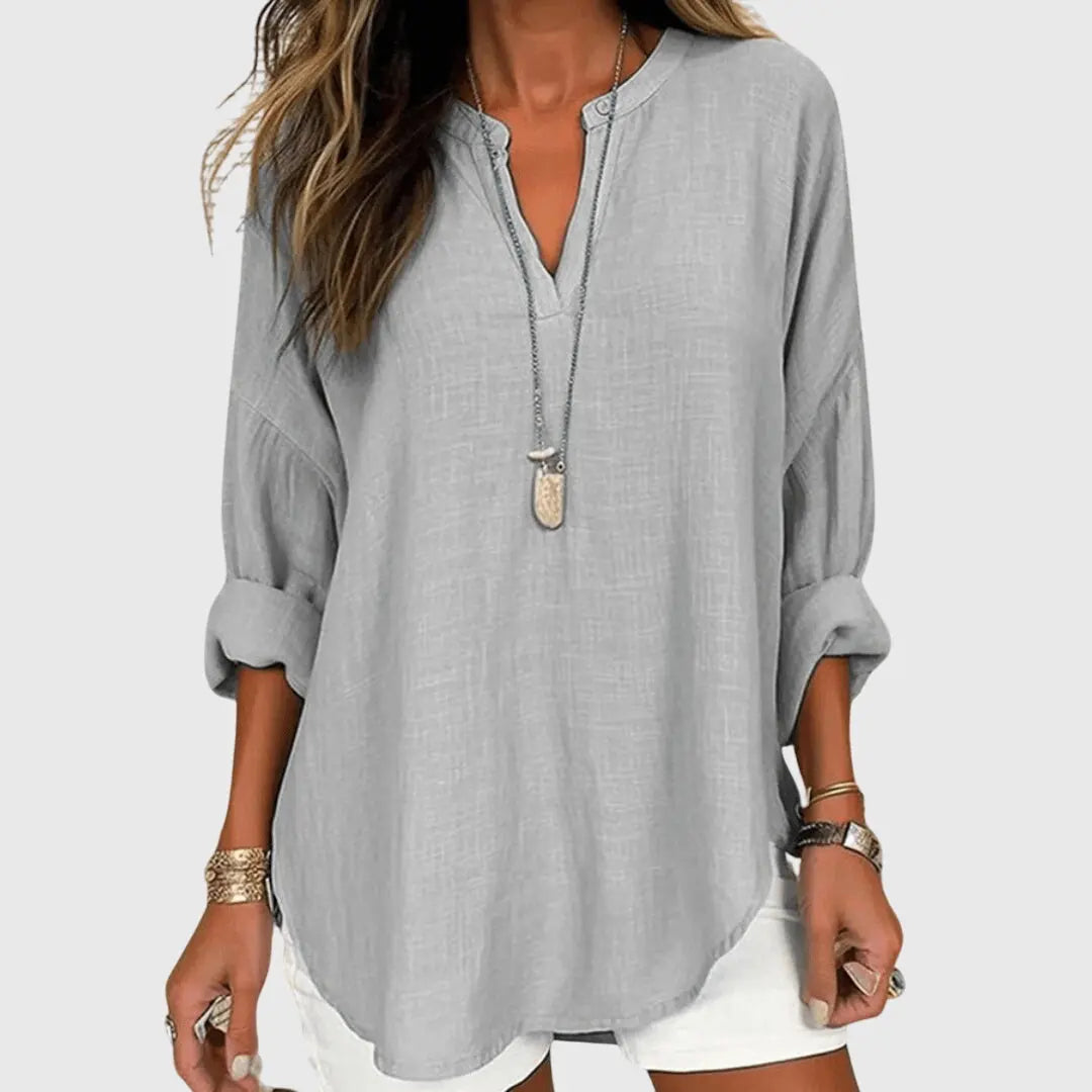 Eleanor | Women’s Loose Casual V-Neck Beach Shirt Luvy Boutique