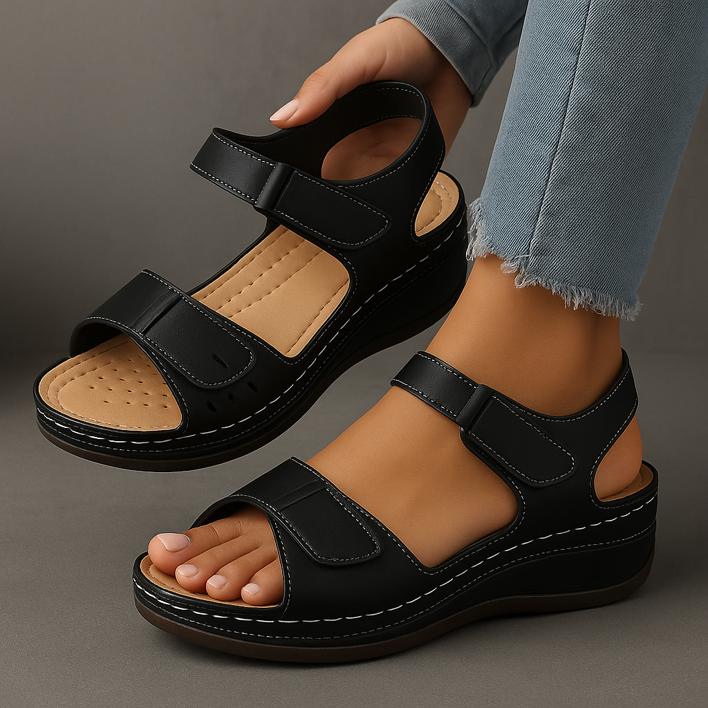 Audrey | Women’s Comfort Strap Adjustable Wedge Sandals Luvy Boutique