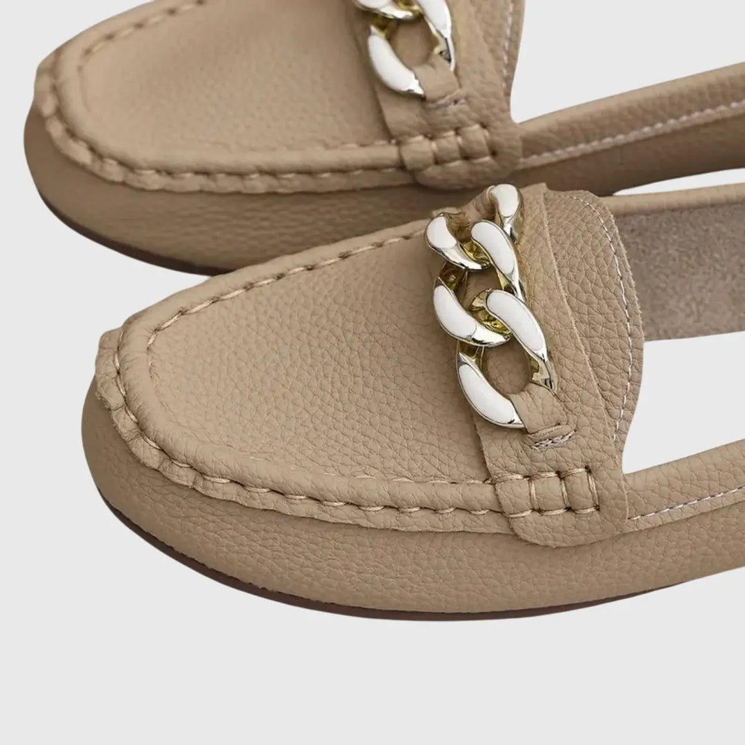 Clara | Womens Chain Detail Slip On Loafers Luvy Boutique