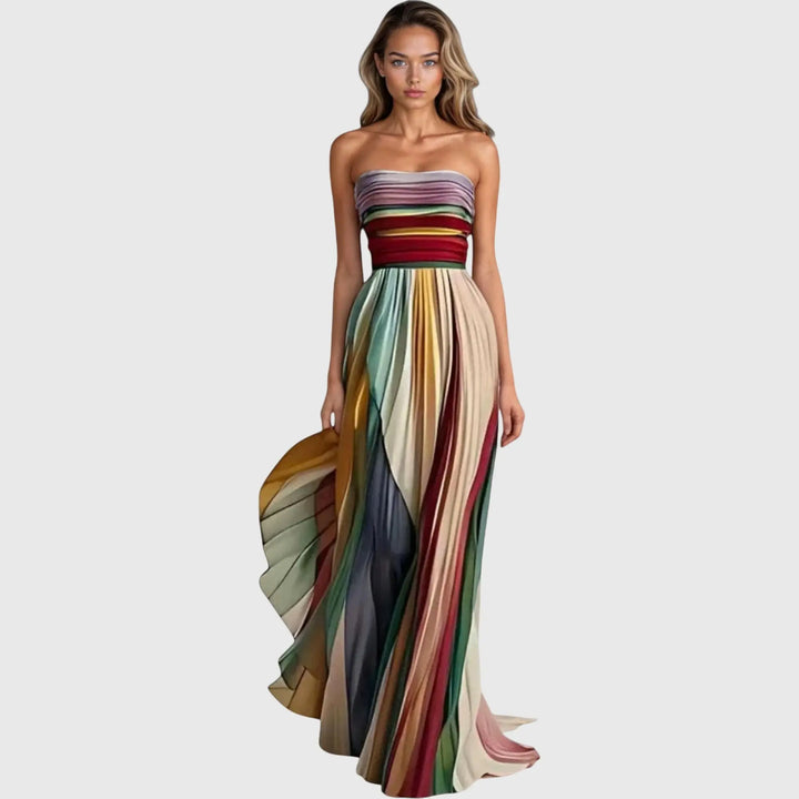 Evelyn | Womens Strapless Multicolor Maxi Dress Shorts Luvy Boutique