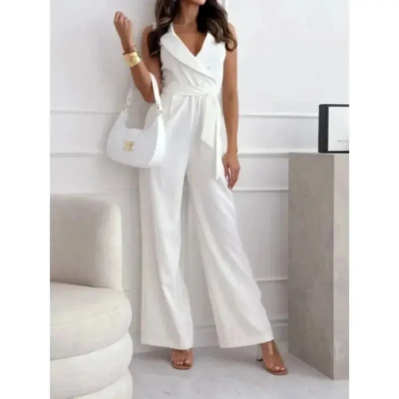 Layla | Stylish Wrap-Front Wide-Leg Jumpsuit Luvy Boutique