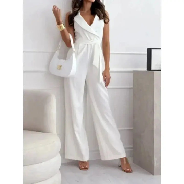 Layla | Stylish Wrap-Front Wide-Leg Jumpsuit Luvy Boutique