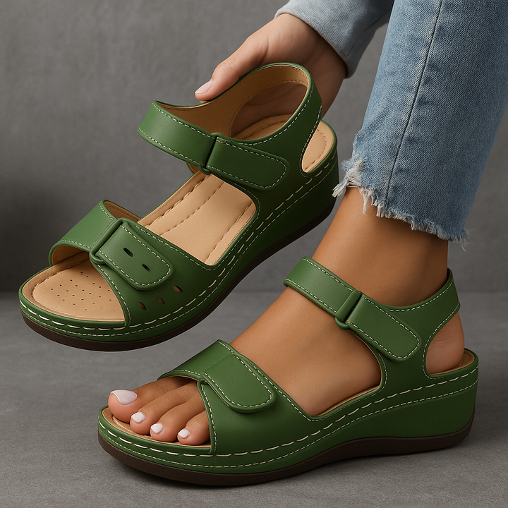 Audrey | Women’s Comfort Strap Adjustable Wedge Sandals Luvy Boutique