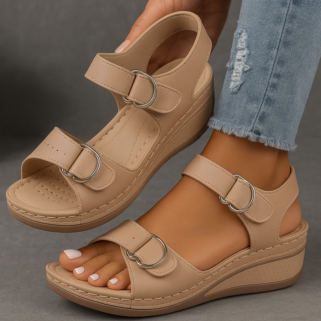 Audrey | Women’s Comfort Strap Adjustable Wedge Sandals Luvy Boutique