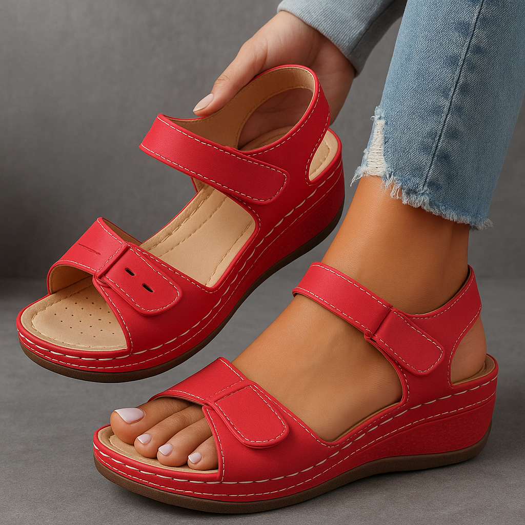 Audrey | Women’s Comfort Strap Adjustable Wedge Sandals Luvy Boutique