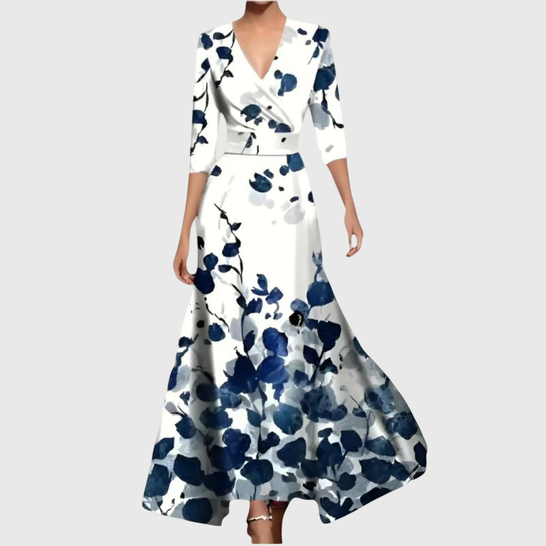 Brooklyn | Women Floral V Neck Maxi Dress Luvy Boutique