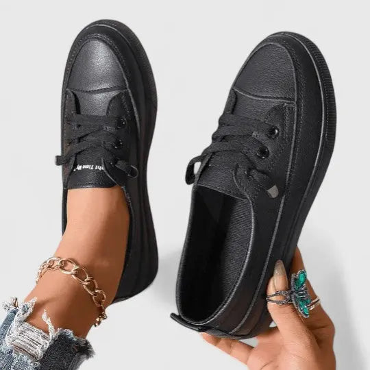 Brooklyn | Women’s Classic White Lace-Up Casual Sneakers Luvy Boutique