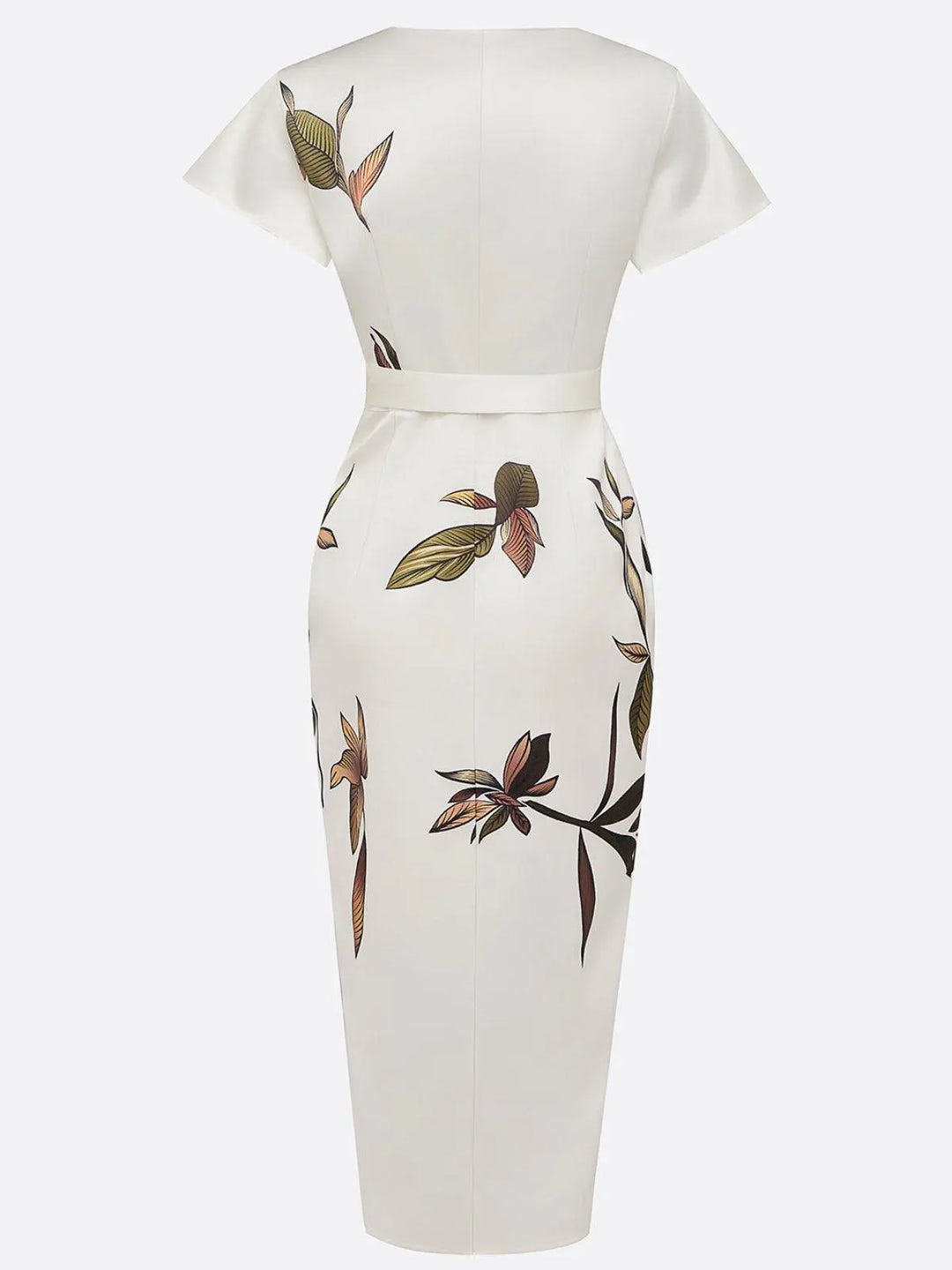 Evelyn | Women V Neck Tie Waist Midi Dress Luvy Boutique