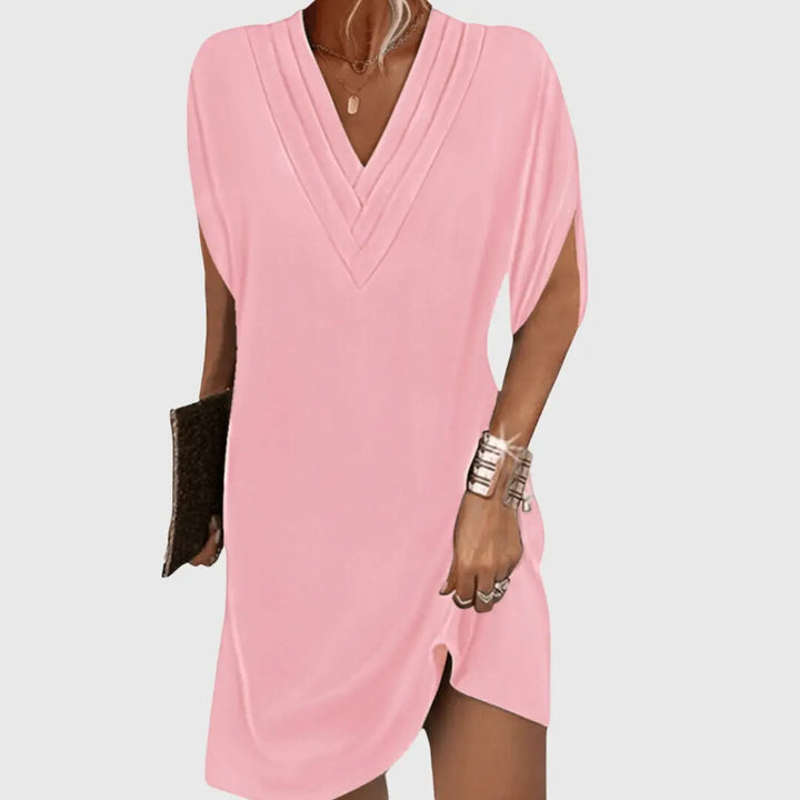 Charlotte | Womens V Neck Loose Mini Dress Luvy Boutique