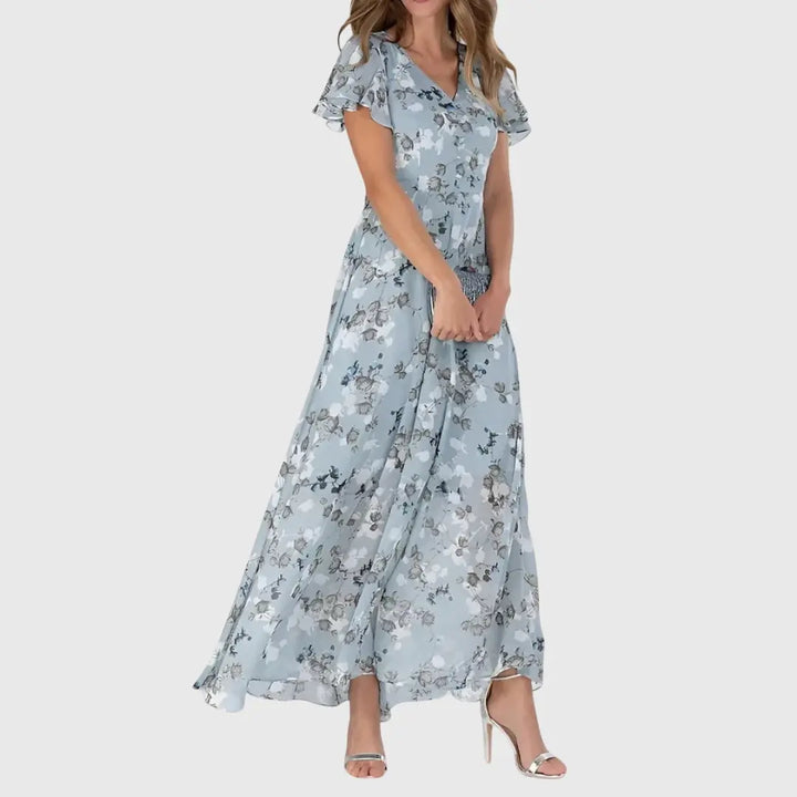 Amelia | Womens Floral V Neck Maxi Dress Luvy Boutique