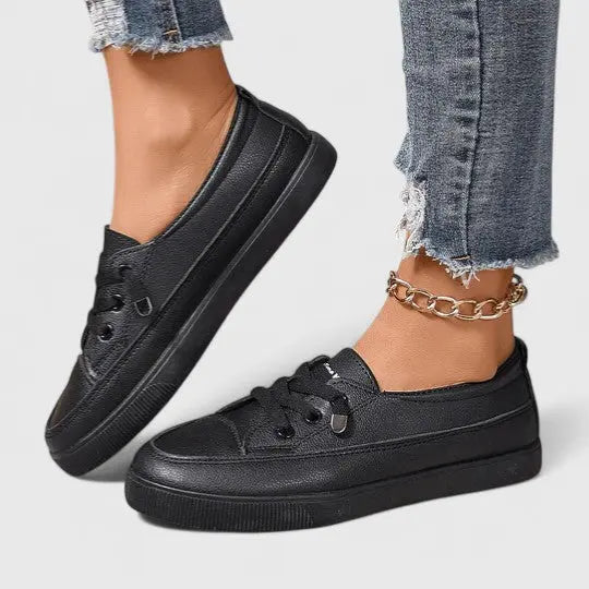 Brooklyn | Women’s Classic White Lace-Up Casual Sneakers Luvy Boutique