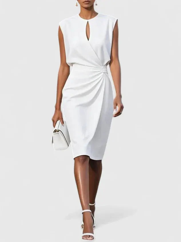 Alice | Womens Sleeveless Ruched Midi Dress Luvy Boutique