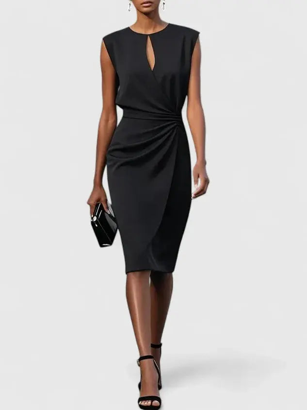 Alyssa | Women’s Elegant Sleeveless Ruched Midi Dress Luvy Boutique