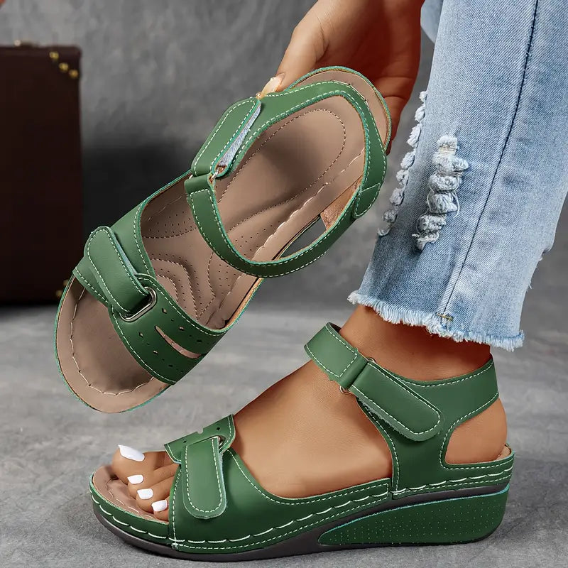 Audrey | Women’s Comfort Strap Adjustable Wedge Sandals Luvy Boutique