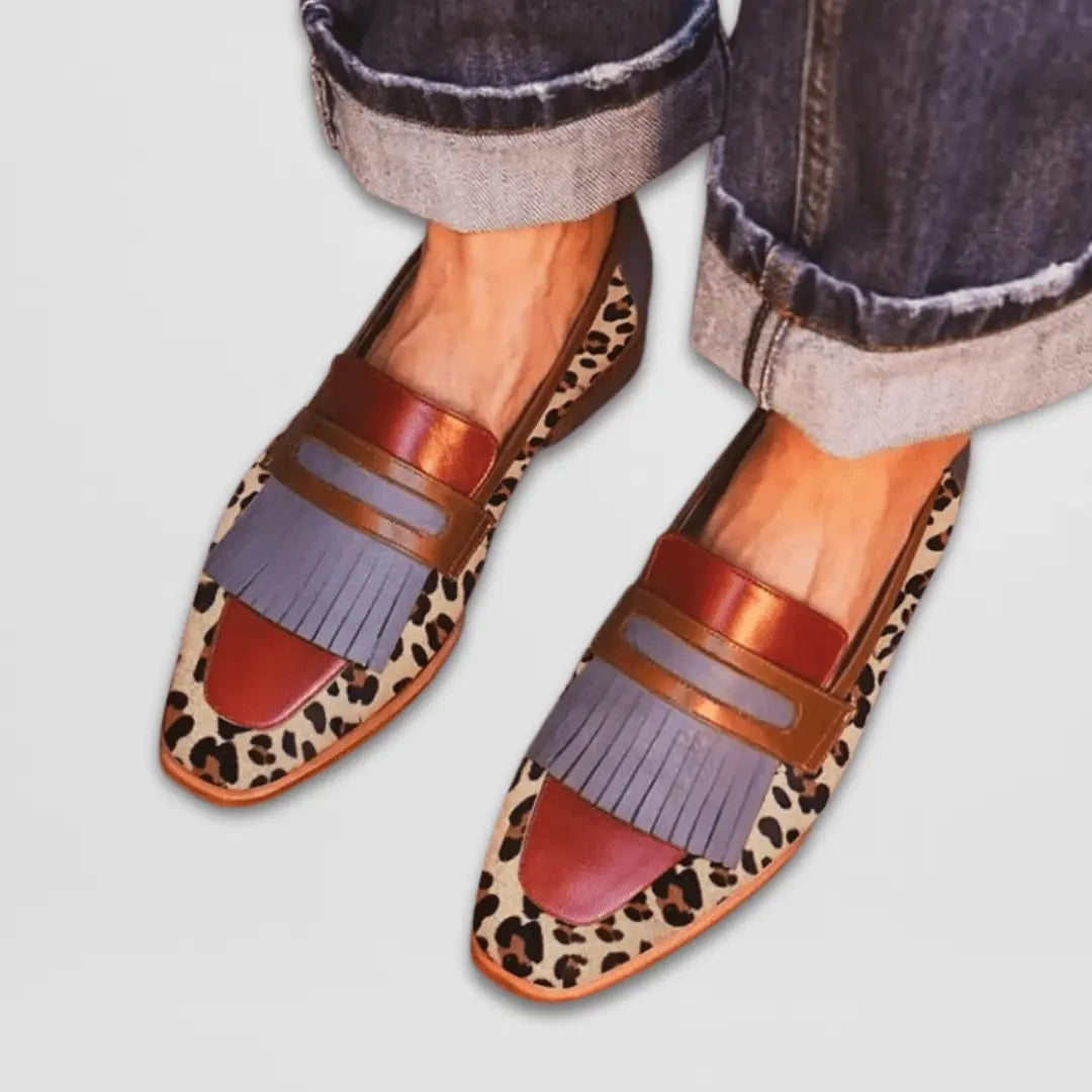 Abigail | Women’s Leopard Fringe Slip-On Loafers Luvy Boutique