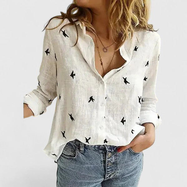 Alexis | Women’s Linen V Neck Button Blouse Luvy Boutique