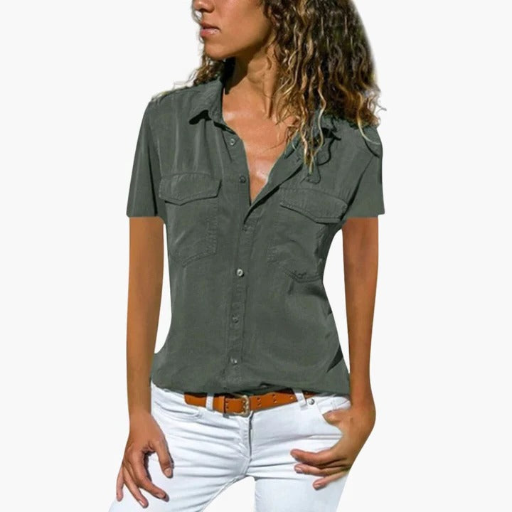 Dakota | Women’s Short Sleeve Button Up Casual Shirt Luvy Boutique