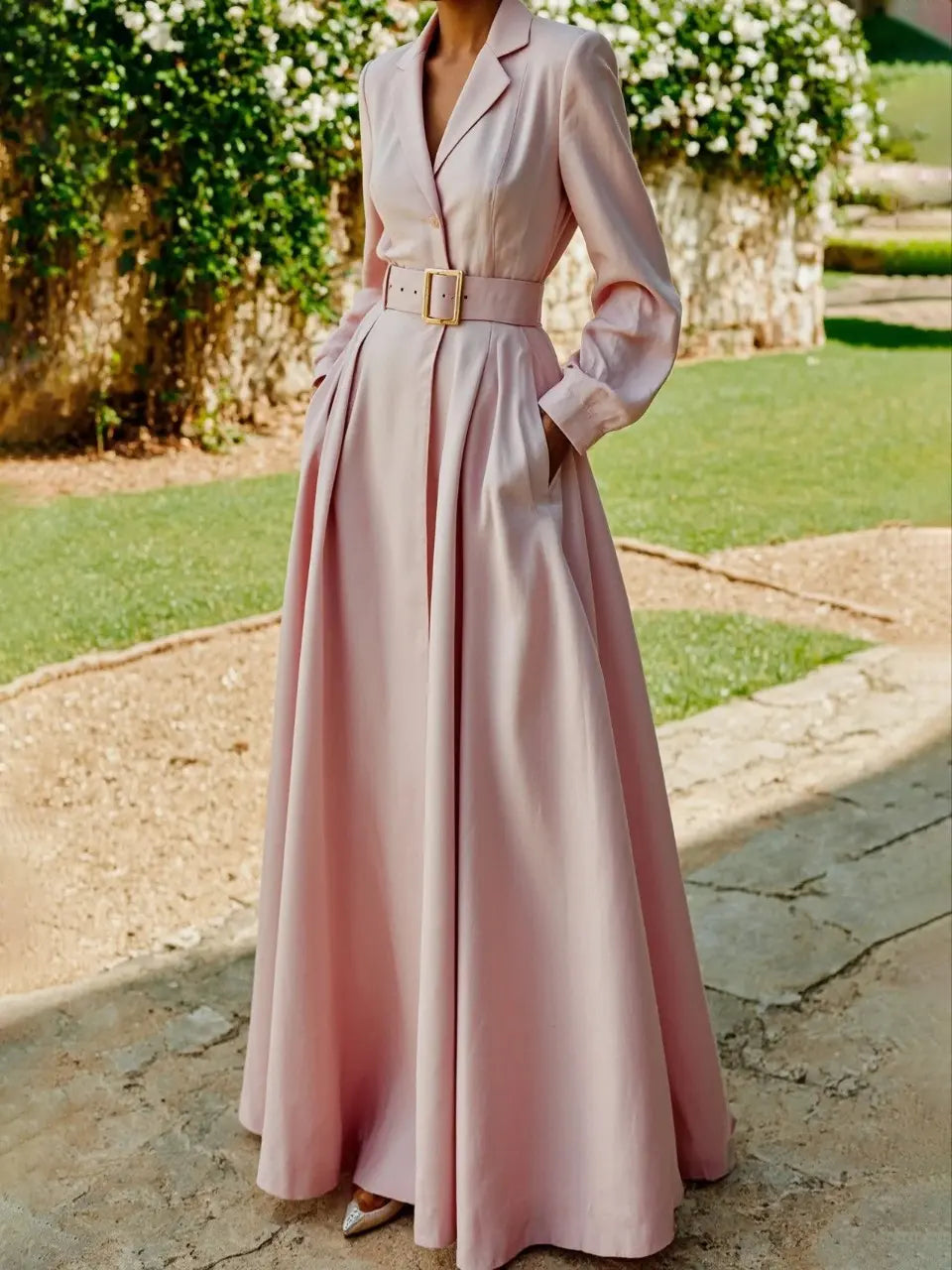 Fiona | Women’s Pleated Blazer Style Midi Dress Luvy Boutique