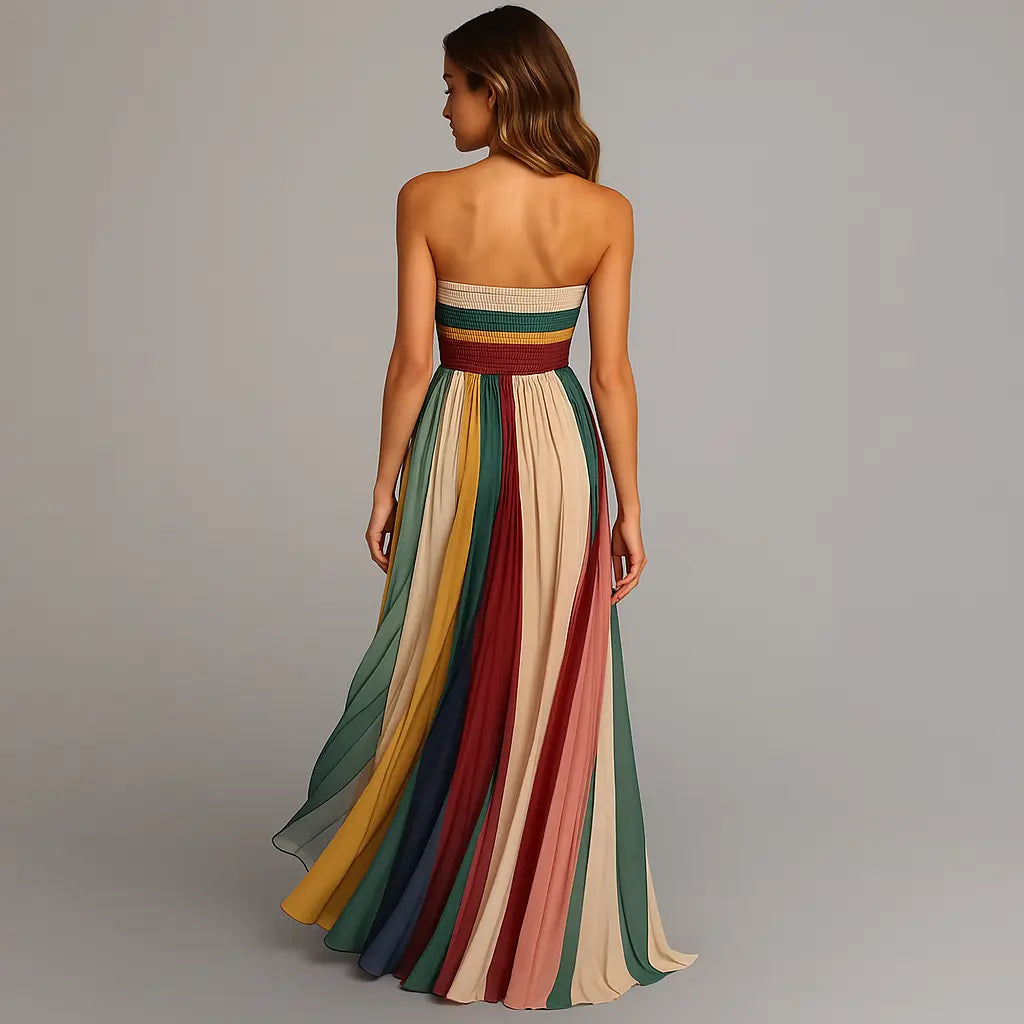 Savannah | Women’s Strapless Pleated Maxi Dress Luvy Boutique