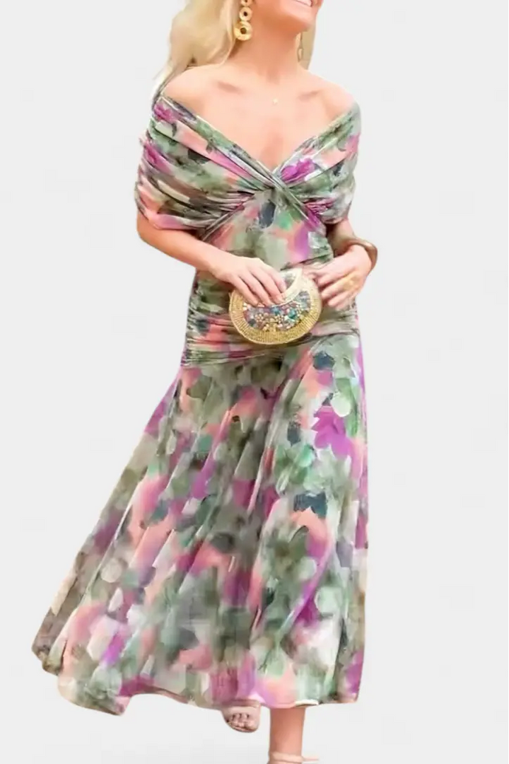 Blair | Women Off Shoulder Ruched Maxi Dress Luvy Boutique