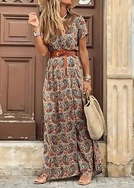 Anna | Women's Short Sleeve Floral Maxi Dress Luvy Boutique
