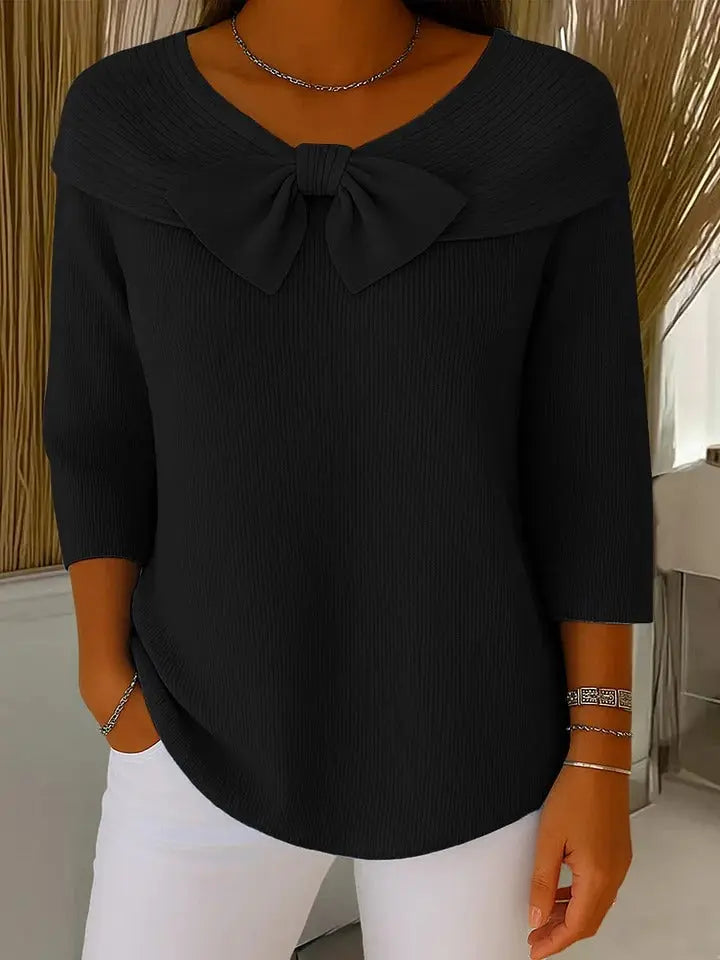 Grace | Womens Bow Detail Three Quarter Sleeve Top Luvy Boutique