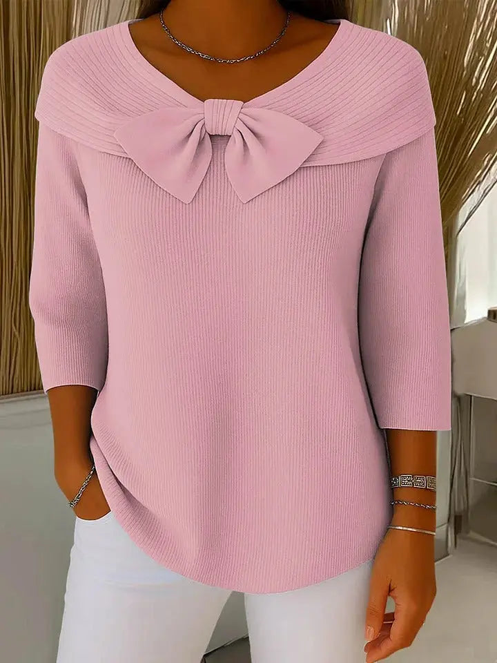 Grace | Womens Bow Detail Three Quarter Sleeve Top Luvy Boutique