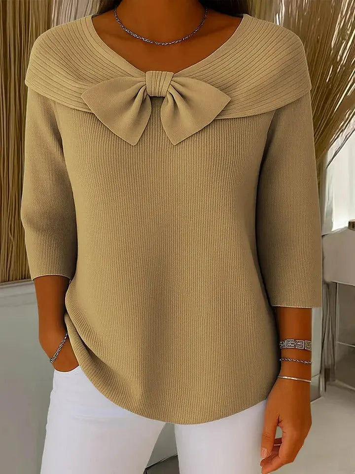Grace | Womens Bow Detail Three Quarter Sleeve Top Luvy Boutique
