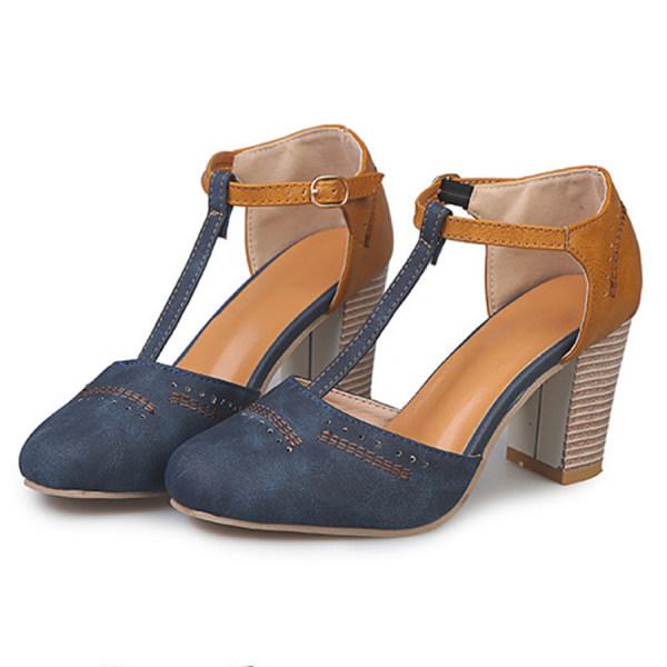 Anna | Women’s T Strap Block Heel Shoes Luvy Boutique