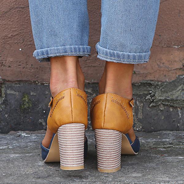 Anna | Women’s T Strap Block Heel Shoes Luvy Boutique