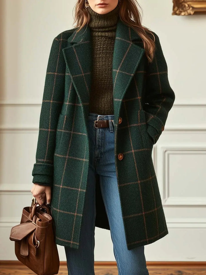 Emily | Womens Plaid Button Front Coat Luvy Boutique