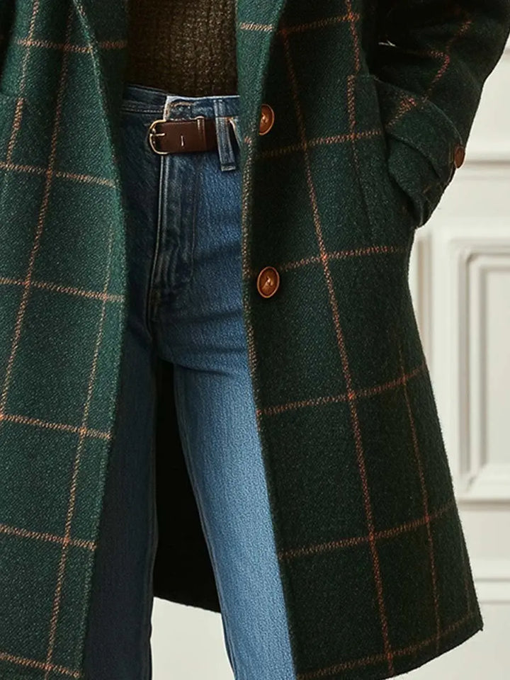 Faith | Women’s Check Pattern Long Coat Luvy Boutique